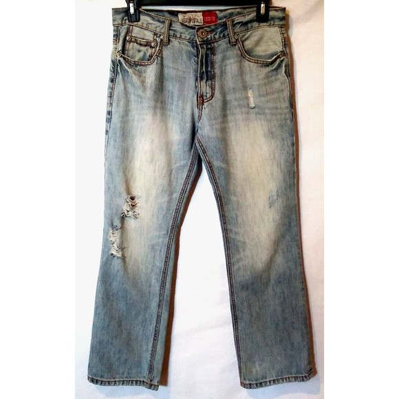 Aeropostale Distressed Driggs Slim Bootcut Mens Jeans Size 31/30 Light Blue - Picture 1 of 12